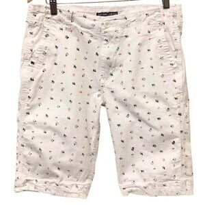 Superdry 34 Men’s Shorts White Nautical Red Blue Print Stretch Actual 33x11